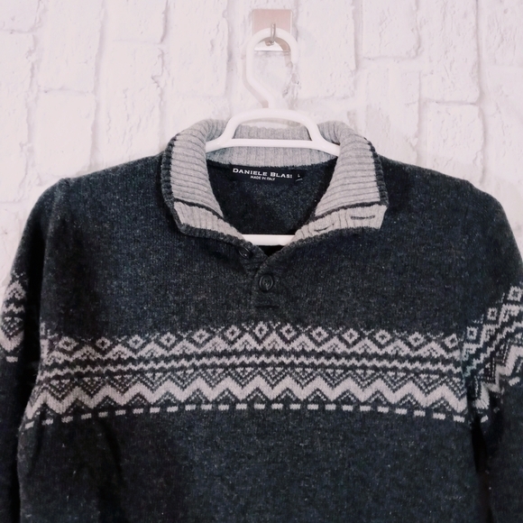 Daniele Blasi Isle Wool Pullover Aztec Sweater - Picture 2 of 4